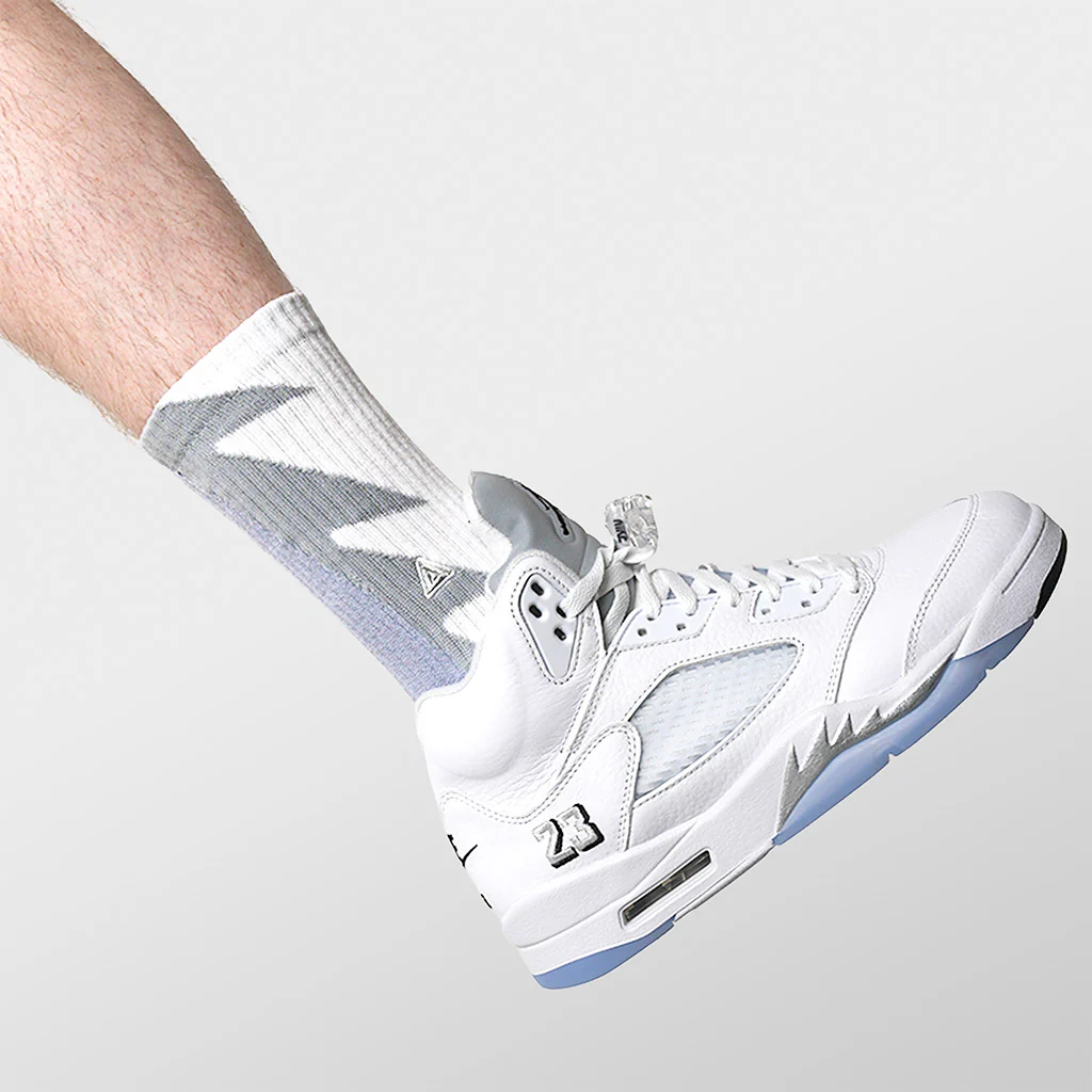 SNKR Socks - White Metallic 5