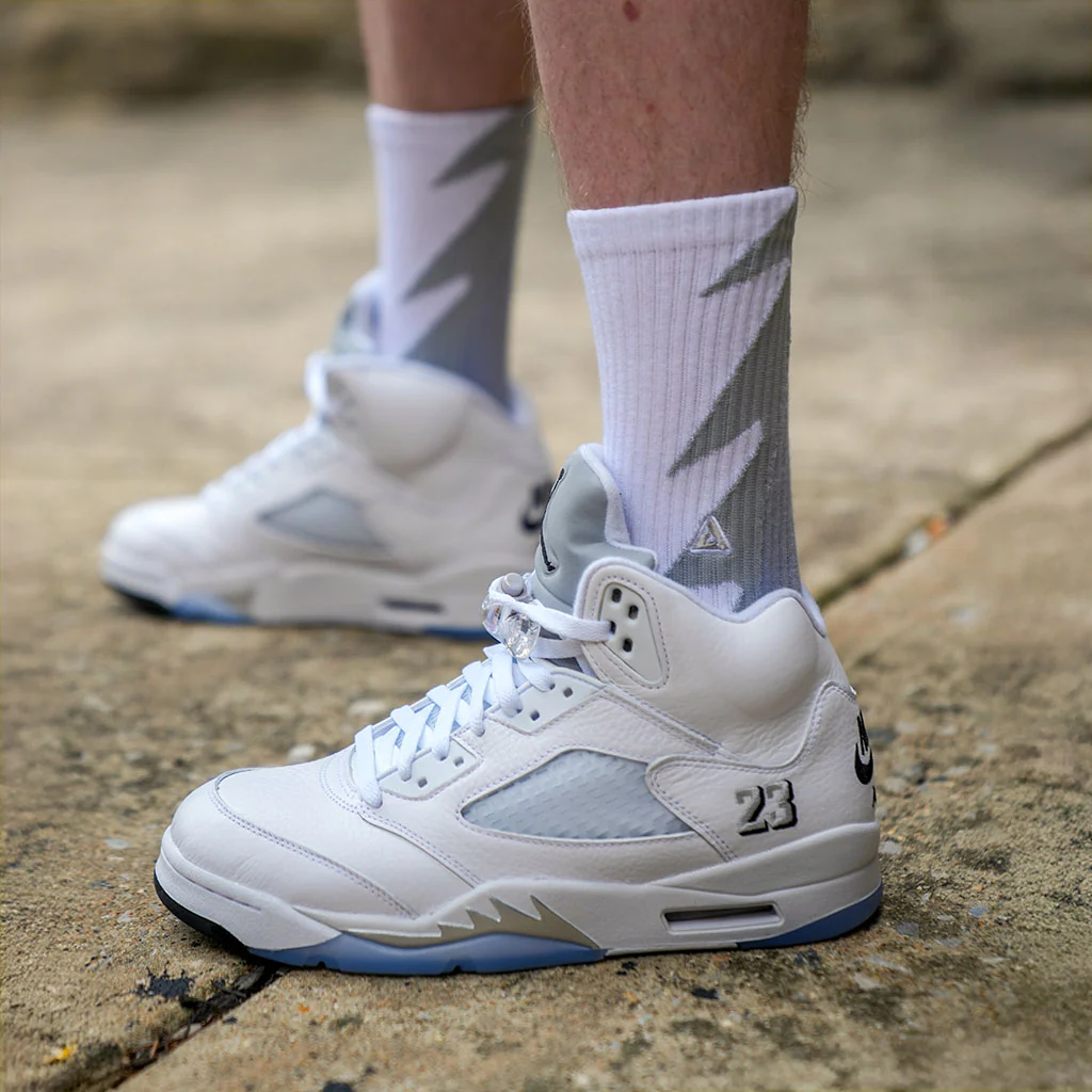 SNKR Socks - White Metallic 5 - Image 3